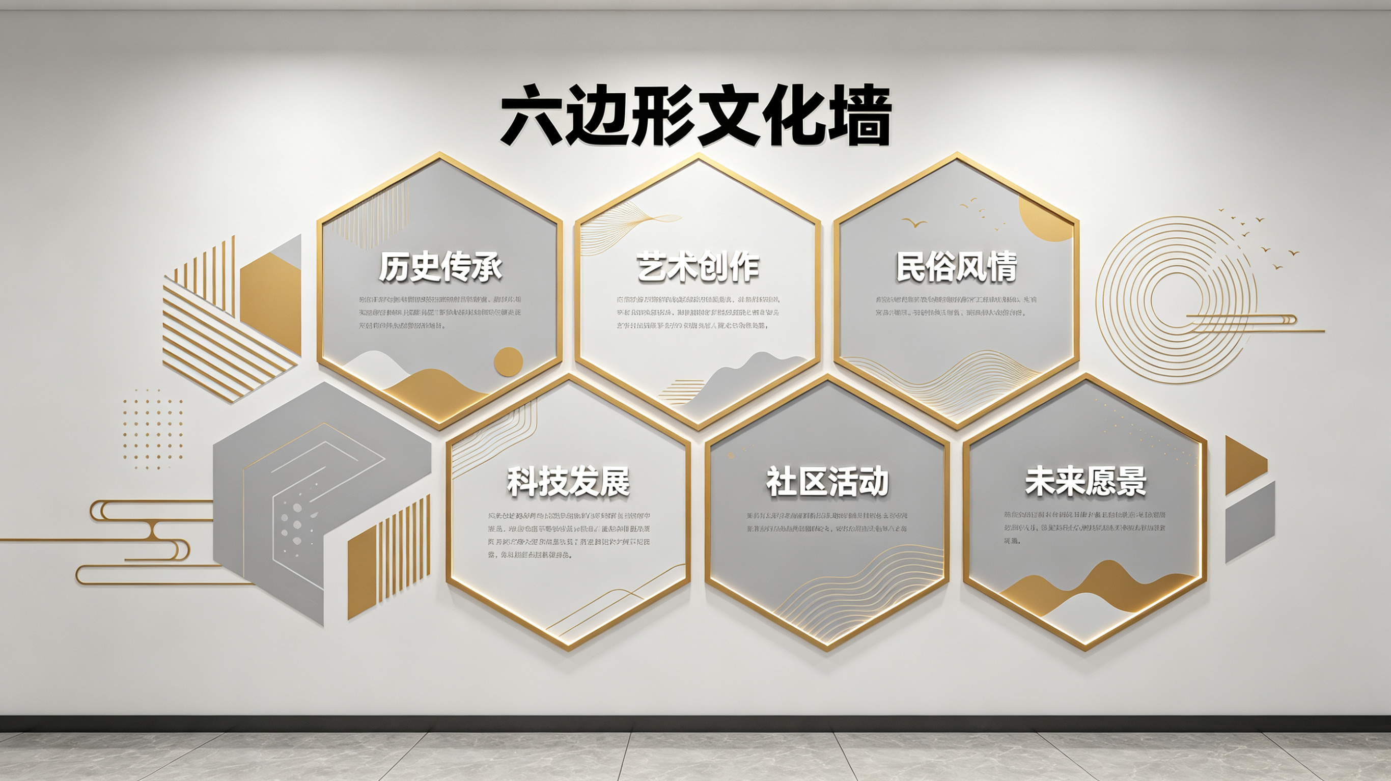  靖江企业文化墙 | 六边形信息美学